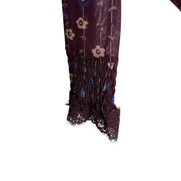 Free People Up All Night Printed Bodysuit Berry Bandit Floral Thong NWOT Small - Picture 5 of 7